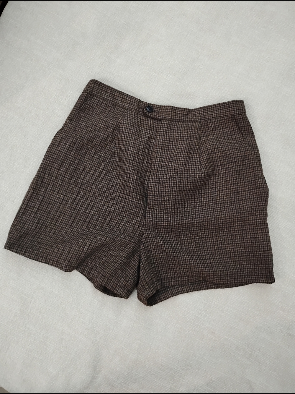 Briggs New York Brown Checked High-Waist Tailored Shorts
